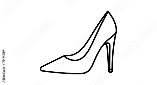Elegant High Heel Shoe Outline Illustration.