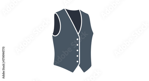 Classic Dark Grey Formal Vest with White Trim and Buttons.