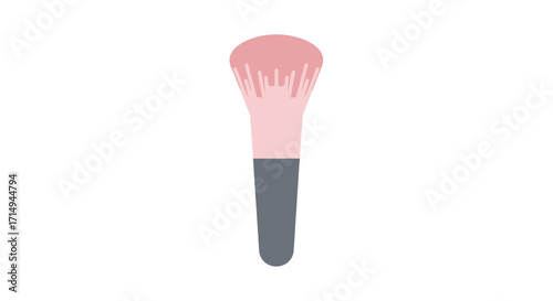 Soft Pink Makeup Brush with Gray Handle for Cosmetics Application.
