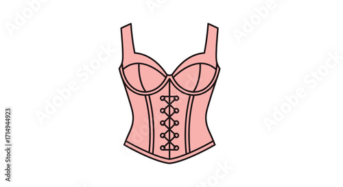 Pink Corset with Straps and Lacing Detail Fashionable Underwear Garment.