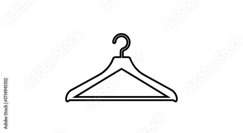 Simple Black Outline Clothes Hanger Icon for Garment Storage.