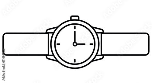 Minimalist Line Art of a Wristwatch with a Plain Face and Simple Band.