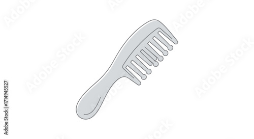 Simple Gray Illustration of a Plastic Comb.