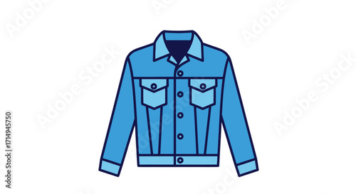Vector Illustration of a Light Blue Denim Jacket.