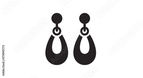 Pair of Elegant Teardrop Dangle Earrings in Black Silhouette.