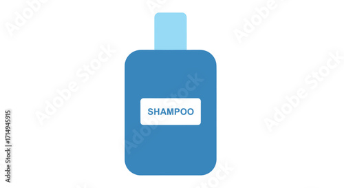 Blue Shampoo Bottle with Label Personal Care Product.
