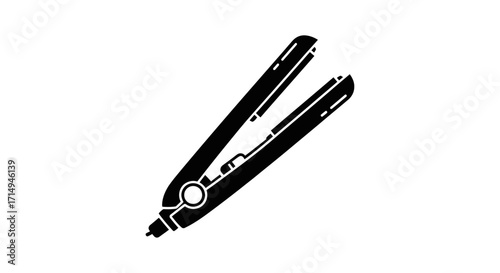 Black Silhouette of a Hair Straightener.