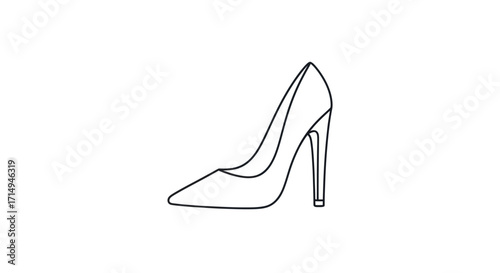 Elegant Single High-Heeled Shoe Line Art Drawing.