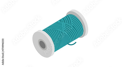 Spool of Teal Thread with White Ends Sewing and Craft Supply.
