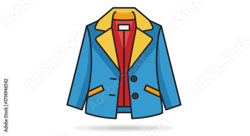 Colorful Cartoon Illustration of a Stylish Winter Jacket.