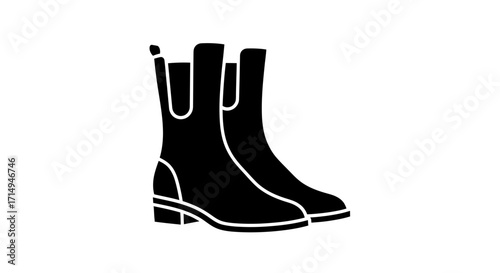 Black Silhouette Pair of Stylish Ankle Boots.