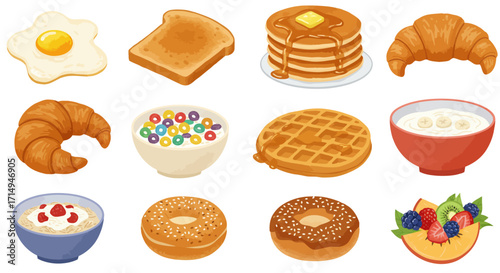 An assortment of breakfast foods are showcased