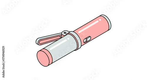 Pink and Gray Curling Iron Isometric View.