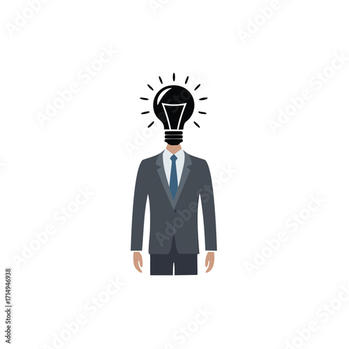 Businessman with a lightbulb for a head idea innovation