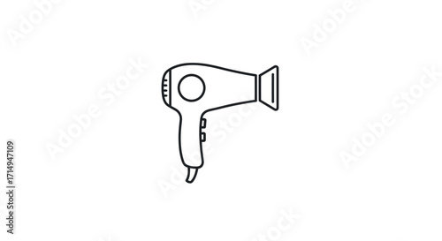 Minimalist Line Art Hairdryer Icon for Hair Styling.