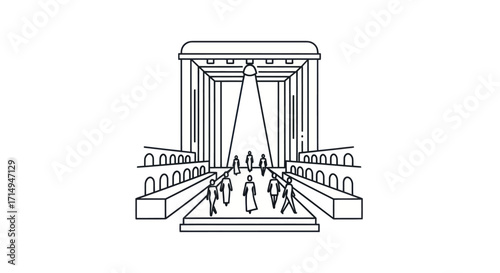 Neoclassical Architectural Runway Design Sketch.
