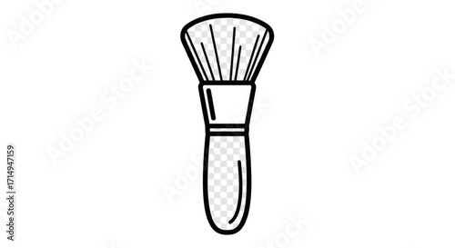 Black and White Line Art Icon of a Cosmetic Makeup Brush.