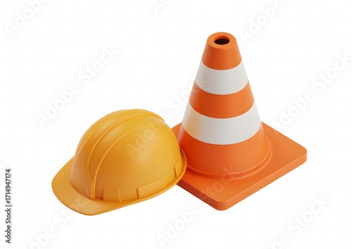 Safety cone hard hat construction site work zone caution warning equipment