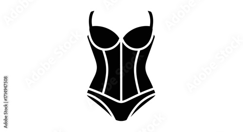 Silhouette of a Black Corset Bodysuit.