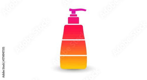 Colorful Gradient Pump Bottle Icon for Liquid Soap or Lotion.