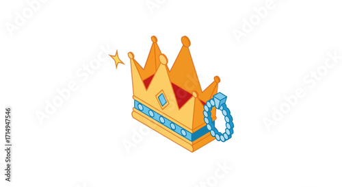 Ornate Golden Crown with Blue Gemstones and Sparkling Star.