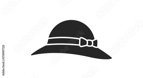 Elegant Black Wide-Brimmed Hat with Ribbon Bow Accent.