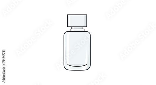 Simple Line Art Illustration of a Small Bottle with Cap.