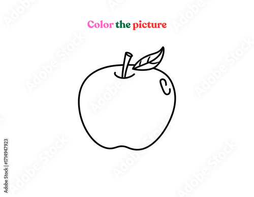 apple outline drawing for kids’ coloring activity