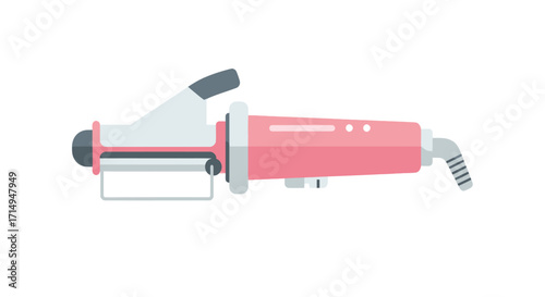 Pink Curling Iron with White Accents for Hair Styling.