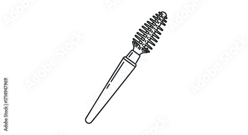Line Art Drawing of a Mascara Wand or Eyebrow Brush.