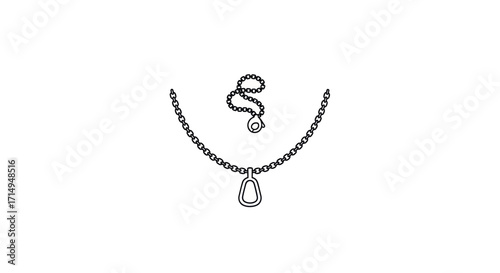 Elegant Outline of a Necklace with Teardrop Pendant.