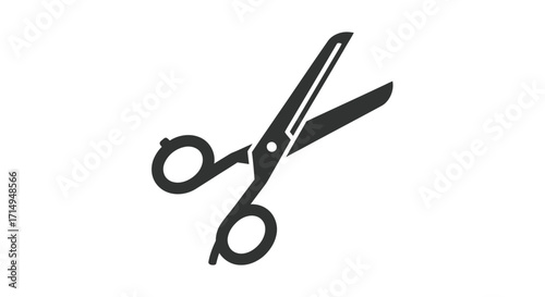 Black Silhouette of Open Scissors on White Background.