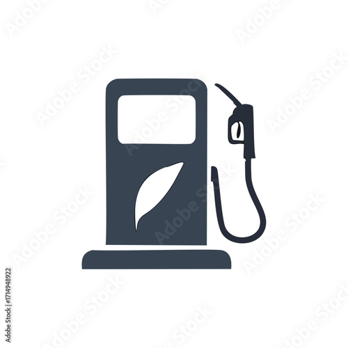 Dark Blue Gas Pump Icon with Leaf Symbol fuel gasoline