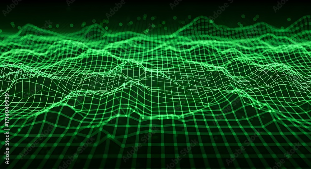Obraz premium Futuristic glowing wave grid abstract texture for design.