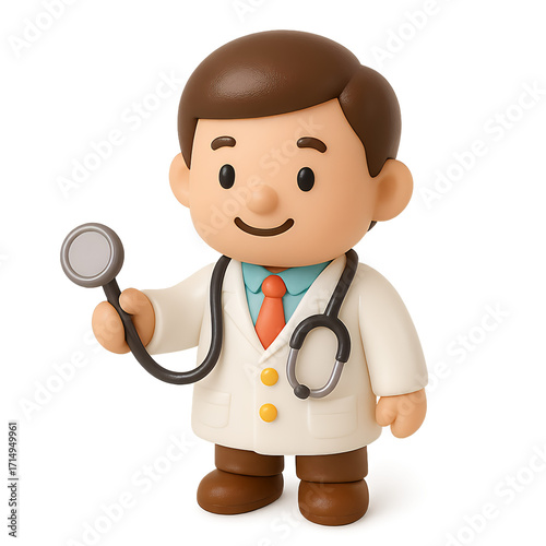 Cartoon Doctor Holding Stethoscope.