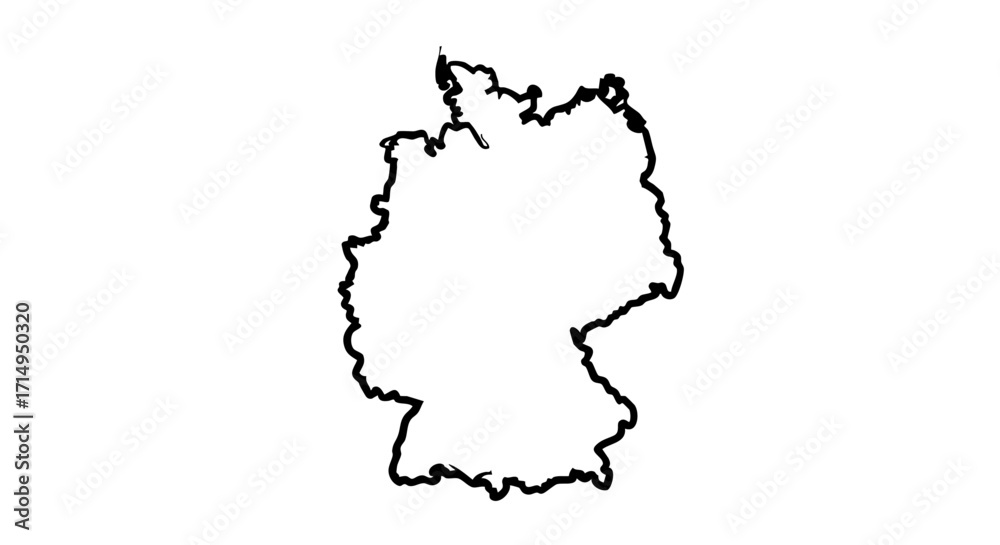 Obraz premium Black and white country outline of Germany features a simple, graphic shape. Country outline shows Germany's borders and geographical form with minimalism.