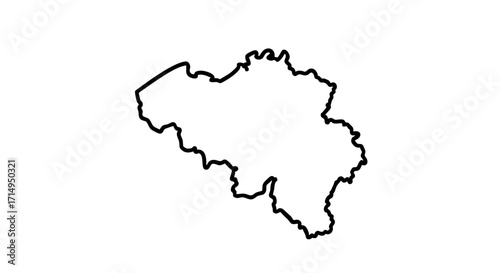 Country outline of Belgium in simple black on white. Country outline features clear, minimalist form for design projects, vector maps, or infographics.