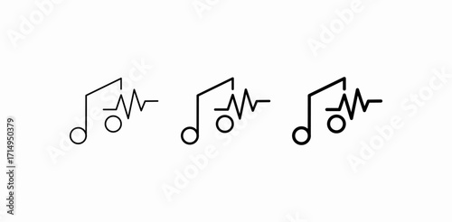 musical note heartbeat icon sign vector
