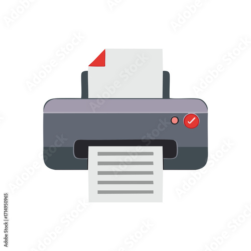 Flat design printer with paper output and input printing