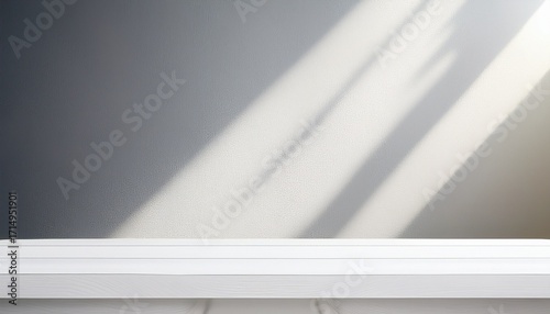 Wallpaper Mural White Table Mock Up Background White Table Sunlight And Shadows With White Walls Empty Table Copy Space Geometrical Form Torontodigital.ca