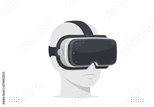 A monochrome figure wearing a VR headset Neutral face
