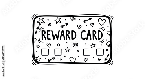 Cute Cartoon Reward Card with Decorative Elements.