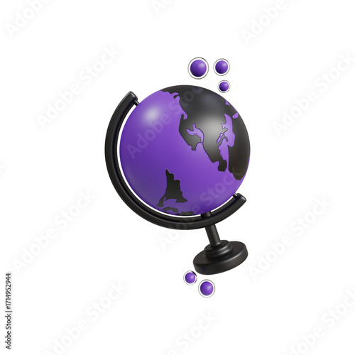 Futuristic purple globe with abstract glowing elements for technology and global concepts