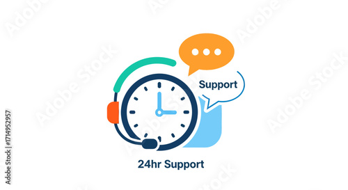 24-Hour Customer Support Clock Icon.