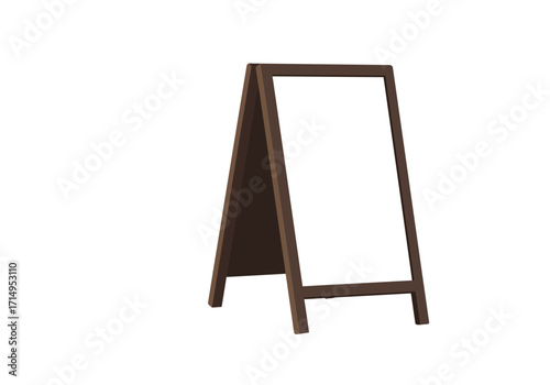 Aframe sign dark wood frame white panel isolated on white
