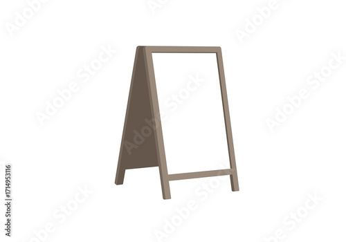 Aframe sign with a brown frame and white display area
