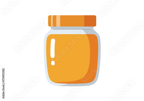 An orange liquidfilled glass jar with a solid orange lid and a transparent frame