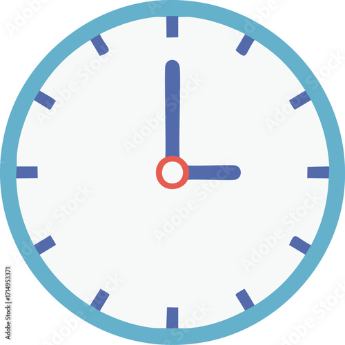 Hand Drawn Clock with Red Center Detail time hour