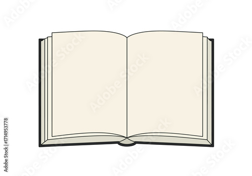 Open book revealing blank pages black cover and visible spine