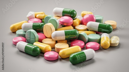 Assorted Colorful Pills and Capsules on Table
